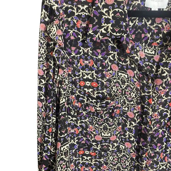 Misa Los Angeles Sheer Button Front Long Sleeve Floral Vera Top Womens Medium - Picture 3 of 7